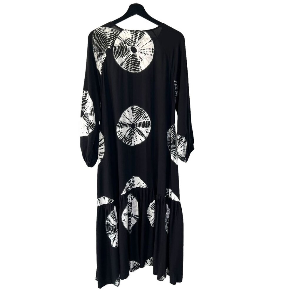 Norblack Norwhite Ayana Black White Tie Dye Long Sleeve Maxi Dress Small - Picture 4 of 10